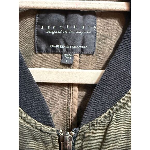 Sanctuary Camouflage Bomber Jacket in Mother Nature Camo Linen blend Anthropolog - Picture 6 of 10